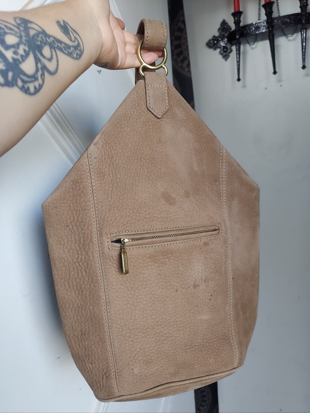 Vintage Coach Sonoma Collection Nubuc Sand Flat Pack Sling 4944⌛️